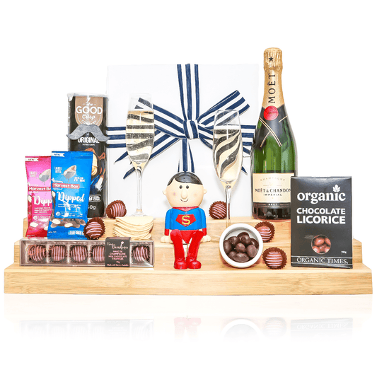 Fathers Day Moet & Chocolate Hamper - Healthy Belly Hampers - pure indulgence - birthday hampers - gift hampers - gift hampers melbourne - gift hampers australia - organic hampers -vegan hampers - gluten free hampers - birthday hampers -anniversary hampers - wedding hampers - alcohol hampers